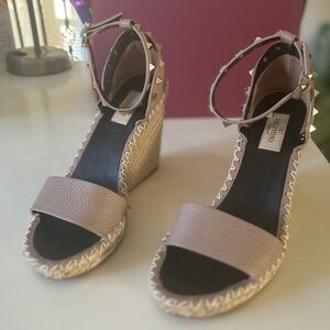 Valentino Rock stud Double Espadrille Wedge Sandals